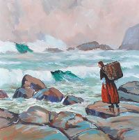 THE ARAN WOMAN & THE SEA by J.P. Rooney at Ross's Online Art Auctions