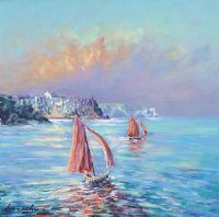 RED SAILS by William Cunningham at Ross's Online Art Auctions