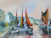 FISHING BOATS AT ROUNDSTONE by Niall Campion at Ross's Online Art Auctions