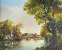 CATTLE BY THE RIVER by William Cunningham at Ross's Online Art Auctions