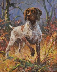 WORKING DOG IN THE WOODS by Donal McNaughton at Ross's Online Art Auctions