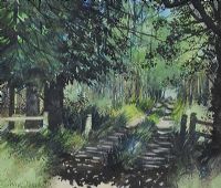 A SHADED PATH THROUGH THE TREES by Chris Dearden RUA at Ross's Online Art Auctions