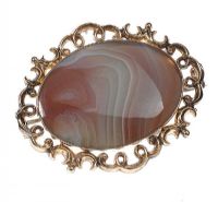 ANTIQUE 14CT GOLD AGATE BROOCH at Ross's Online Art Auctions