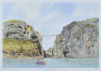 CARRICK A REDE ROPE BRIDGE, NORTH ANTRIM COAST by Marshall at Ross's Online Art Auctions