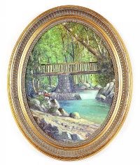 WOOD STICK BRIDGE IN TULLYMORE FOREST by Edna Sinton at Ross's Online Art Auctions