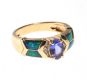 14CT GOLD TANZANITE, OPAL AND DIAMOND RING at Ross's Online Art Auctions