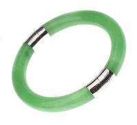 STERLING SILVER AND JADE BANGLE at Ross's Online Art Auctions