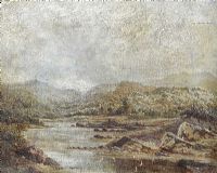 RIVER IN THE MOUNTAINS by E. Wright at Ross's Online Art Auctions