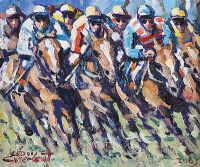 ON THE FINAL TURN by Leo Casement at Ross's Online Art Auctions