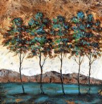 TEAL TREES by Continental School at Ross's Online Art Auctions