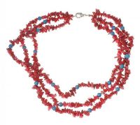 CORAL NECKLACE WITH TURQUOISE BEADS at Ross's Online Art Auctions