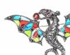 STERLING SILVER DRAGON BROOCH ENAMEL BROOCH SET WITH GARNETS AND MARCASITE at Ross's Online Art Auctions