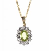 9CT GOLD DIAMOND AND PERIDOT NECKLACE at Ross's Online Art Auctions