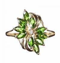 9CT PERIDOT AND DIAMOND RING at Ross's Online Art Auctions