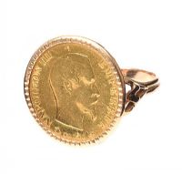 18CT GOLD NAPOLEON COIN RING at Ross's Online Art Auctions