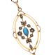 9CT GOLD SEED PEARL AND TURQUOISE PENDANT AND CHAIN at Ross's Online Art Auctions