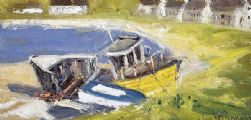 SHIP WRECK, RATHLIN ISLAND by Jim Holmes at Ross's Online Art Auctions