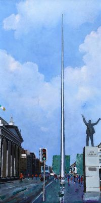 THE SPIRE POINTING TOWARDS THE SKY OVER DUBLIN CITY by Sean Lorinyenko at Ross's Online Art Auctions
