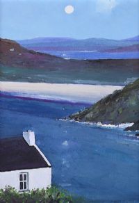 MOONLIT EVENING OVER TRA NA ROSSAN BEACH by Sean Lorinyenko at Ross's Online Art Auctions