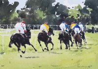 ON THE BACK STRAIGHT by Kenny Hayes at Ross's Online Art Auctions