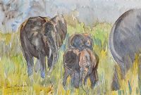 AFRICAN ELEPHANTS by Coralie de Burgh Kinahan at Ross's Online Art Auctions