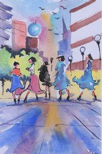 GIRLS NIGHT OUT by James Ndox at Ross's Online Art Auctions