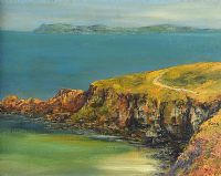 ROCKS ON THE ANTRIM COAST by Padraig Curran at Ross's Online Art Auctions