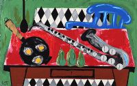 THE KITCHEN TABLE WITH SAXOPHONE by Gerald G. Beattie at Ross's Online Art Auctions