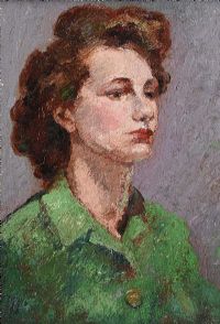 PORTRAIT OF A GIRL IN A GREEN DRESS by English School at Ross's Online Art Auctions