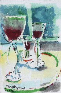 STILL LIFE, RED WINE by Chris Stephens at Ross's Online Art Auctions