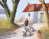 TENDING THE SHEEP by Liam Reilly at Ross's Online Art Auctions