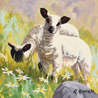 TWO SPRING LAMBS by Ronald Keefer at Ross's Online Art Auctions