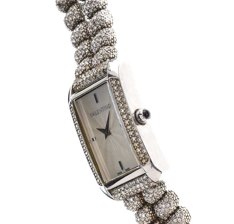 VALENTINO STAINLESS STEEL CRYSTAL-SET LADY'S WRIST WATCH