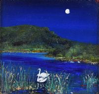 SWANS UNDER THE MOONLIGHT by David Gordon Hughes at Ross's Online Art Auctions