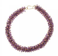 14CT GOLD AMETHYST CLUSTERED BANGLE at Ross's Online Art Auctions