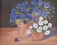 BLUE & WHITE PANSIES by T. Donnelly at Ross's Online Art Auctions