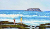 ROCK POOLS AT BALLYLIFFIN by Sean Loughrey at Ross's Online Art Auctions