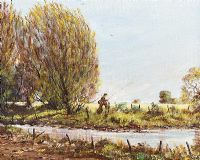 FISHING ON THE MONEYCARRAGH RIVER NEAR DUNDRUM by David Overend at Ross's Online Art Auctions