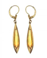 14CT GOLD AMBER DROP EARRINGS at Ross's Online Art Auctions