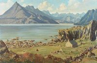 DISTANT MOUNTAIN RANGE by Irish School at Ross's Online Art Auctions
