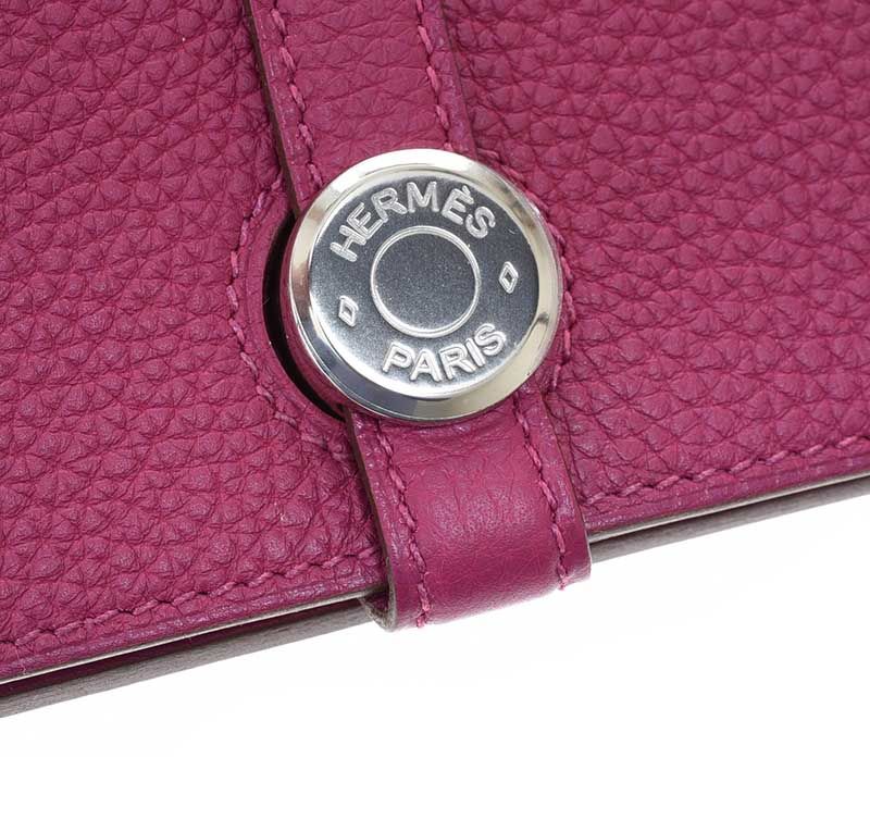 Hermes Dogon Compact wallet Rose Pourpre Silver Hardware – Coco