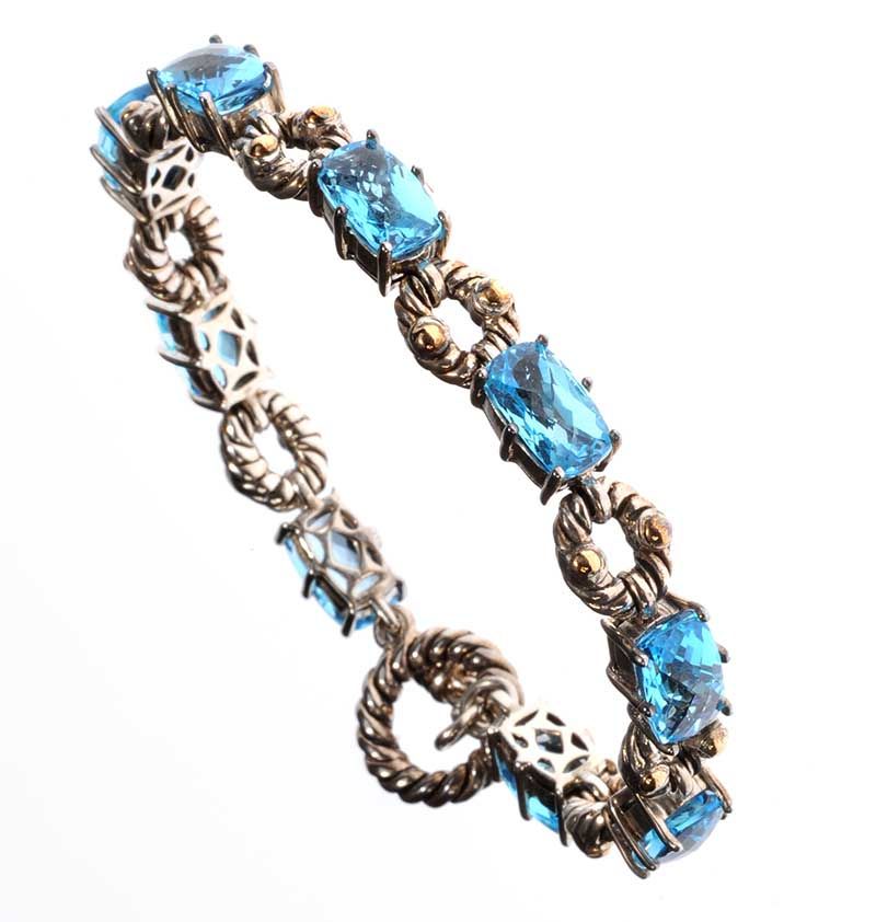 BALISSIMA BY EFFY BLUE TOPAZ BRACELET IN STERLING SILVER AND 18CT GOLD