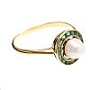 GOLD PEARL AND EMERALD RING at Ross's Online Art Auctions