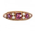 15CT GOLD GARNET AND SEED PEARL RING at Ross's Online Art Auctions