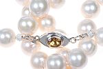 STRAND OF FRESHWATER CULTURED PEARLS WITH STERLING SILVER CITRINE CLASP at Ross's Online Art Auctions