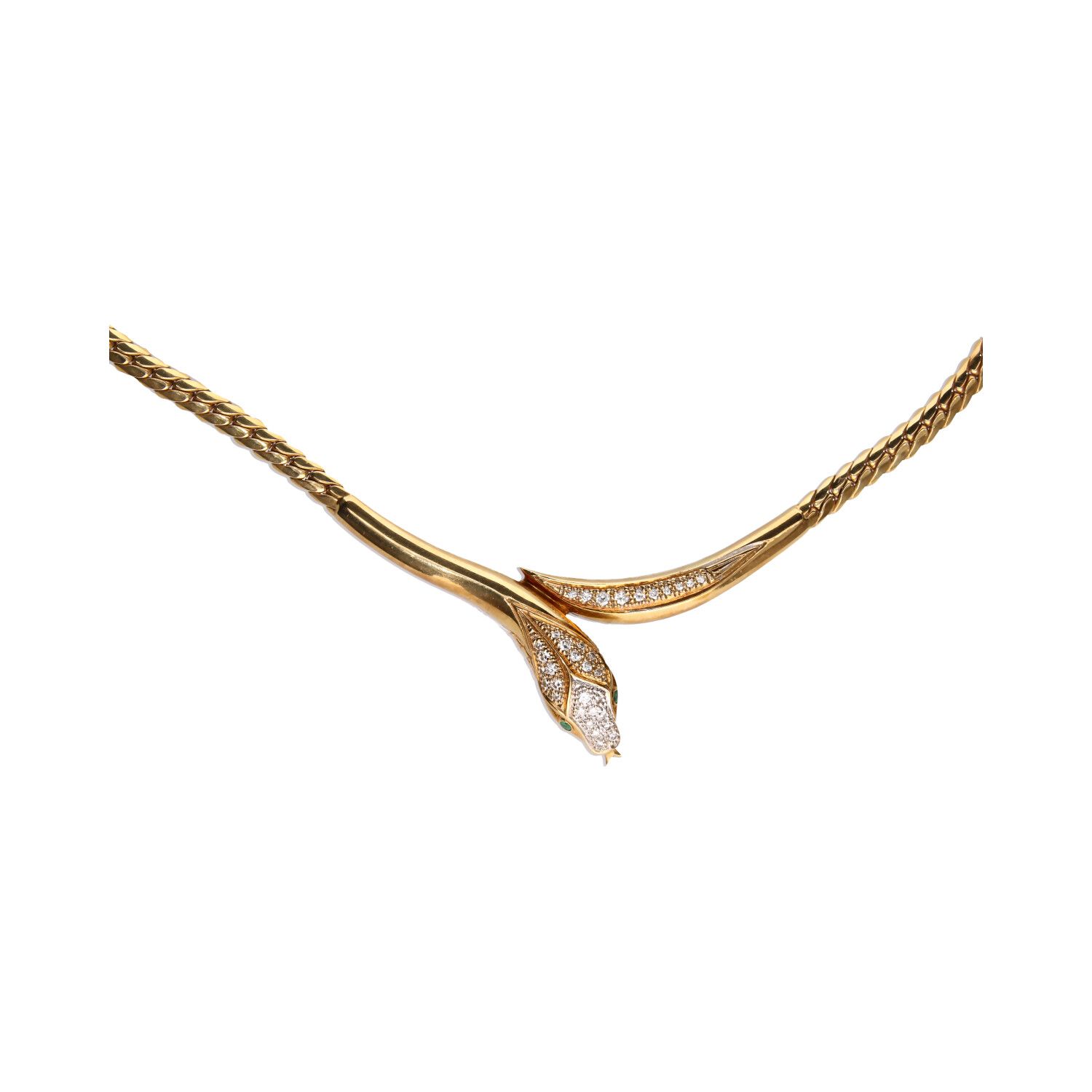 Ct Gold Diamond Emerald Serpent Necklace