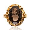 9CT GOLD SMOKY QUARTZ RING at Ross's Online Art Auctions