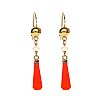 9CT GOLD CARNELIAN & PEARL EARRINGS at Ross's Online Art Auctions