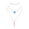 STERLING SILVER PINK STONE NECKLACE, STERLING SILVER BLUE STONE NECKLACE & A CHAIN at Ross's Online Art Auctions