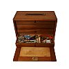 WOODEN JEWELLERY WORKSHOP BOX WITH MISCELLANEOUS JEWELLERY ITEMS & TOOLS at Ross's Online Art Auctions